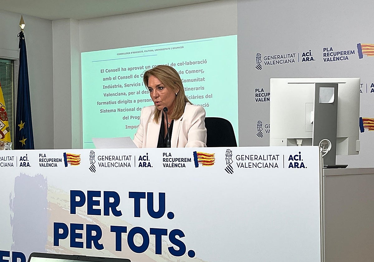 Susana Camarero, durante la rueda de prensa tras el pleno del Consell.