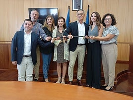 De izquierda a derecha, Celda, Faubel, Esteve, Bulls, Santafosta, Méndez e Irles.