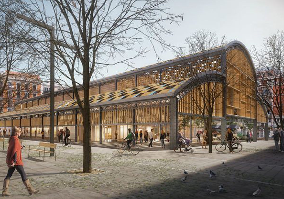 Recreación del mercado, tras su reforma.