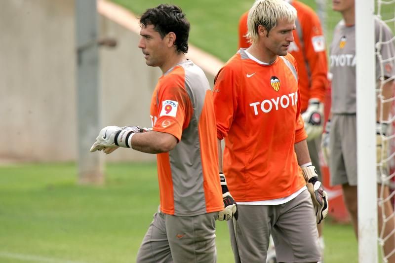 Palop y Cañizares en un entrenamiento con el Valencia CF.