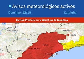 Mapa que marca la alerta roja y amarilla.
