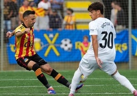 Víctor Jr, durante el partido del Mestalla ante el Sant Andreu.