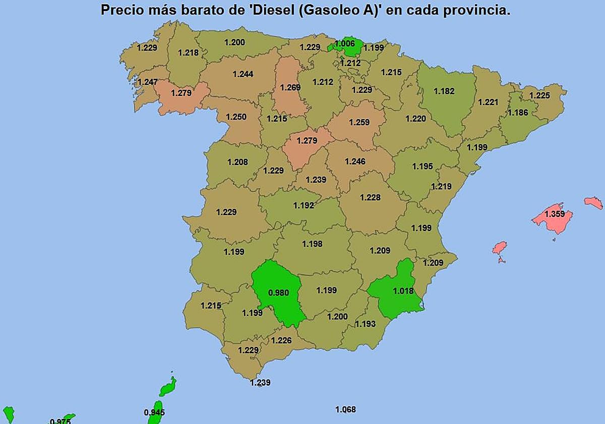 Precio del diésel en España.