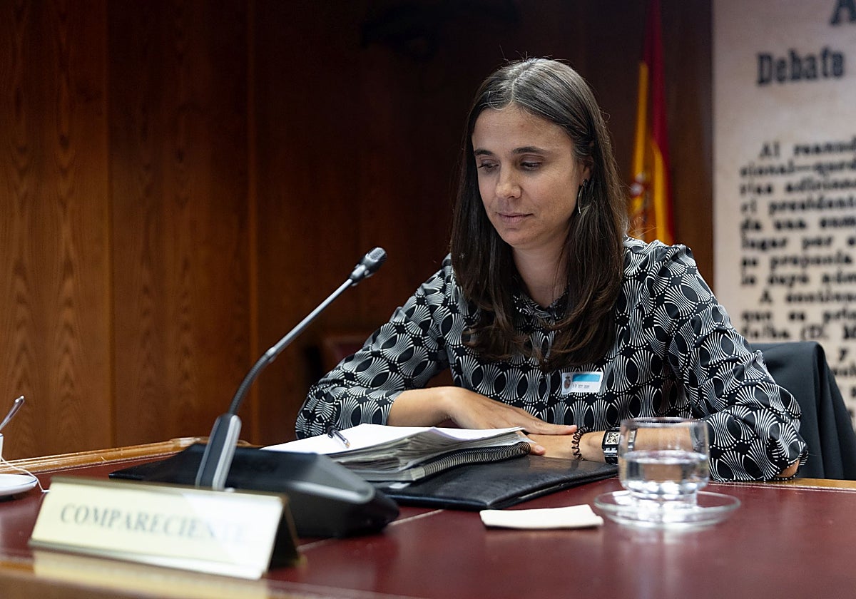 La comisaria de Aguas de la CHJ, Cristina Sola, durante su comparecencia en el Senado.