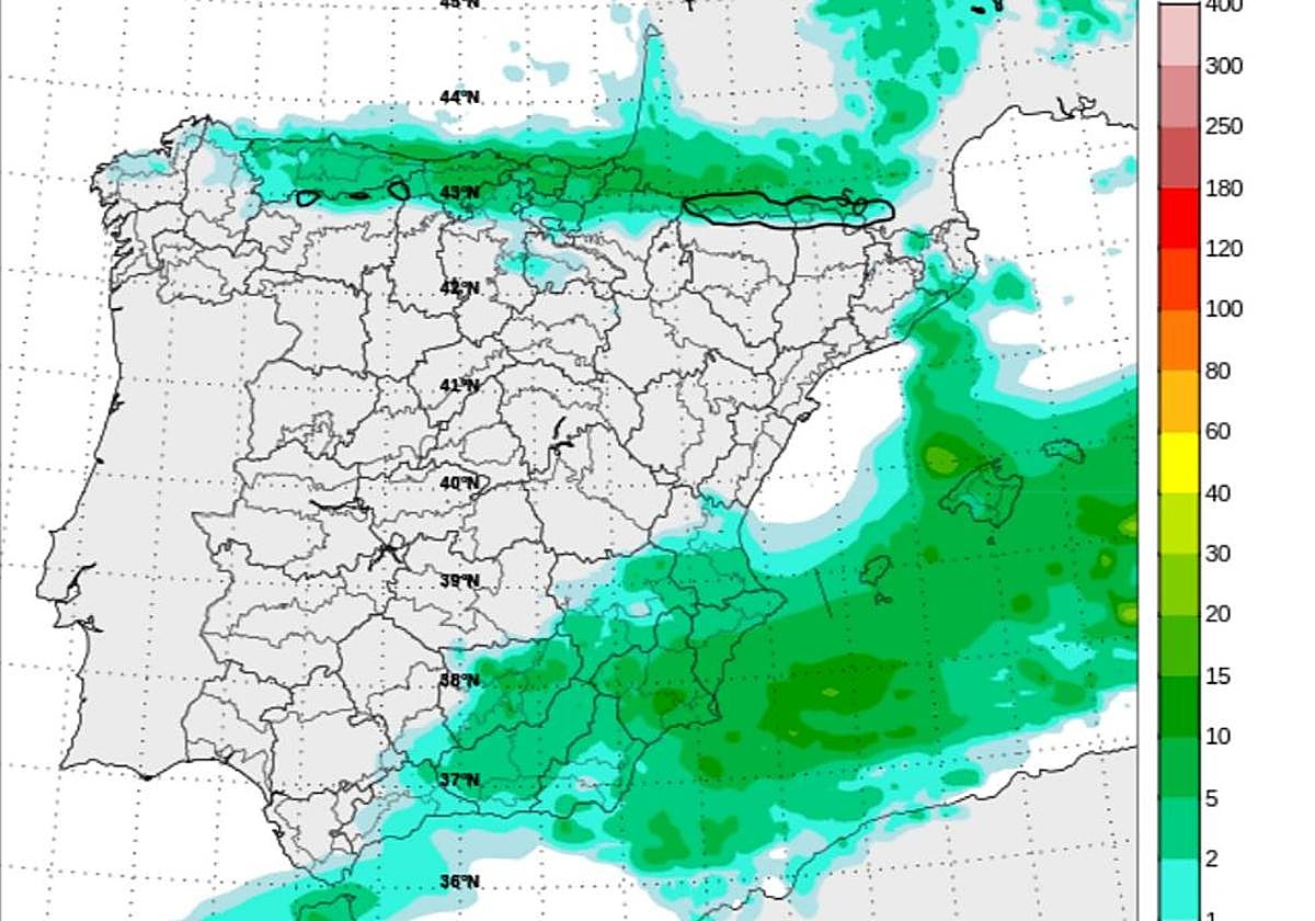Probabilidad de lluvia el domingo por la mañana en Valencia.