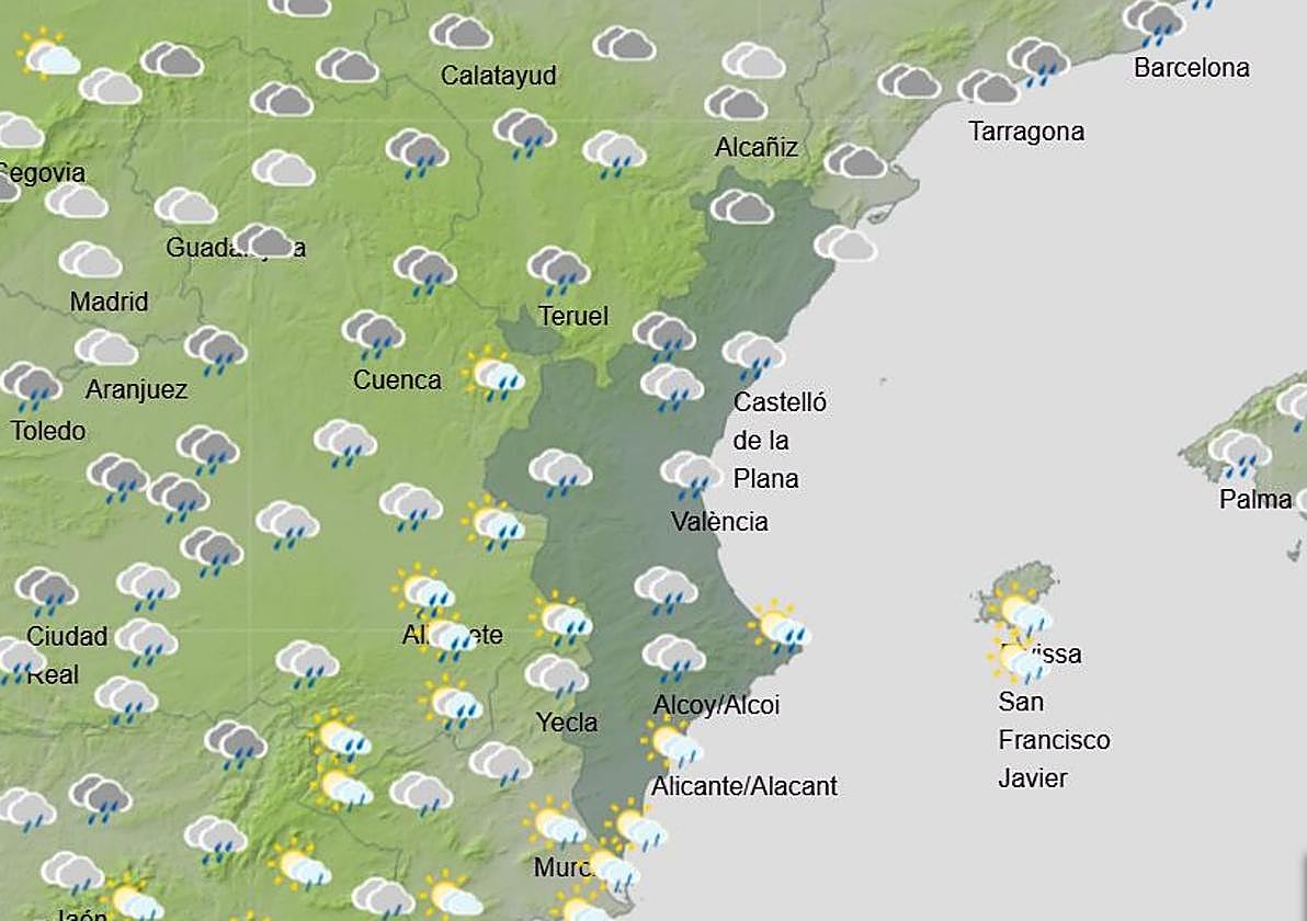 Mapa previsto para el domingo por la mañana.