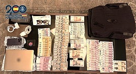 Objetos requisados por la Policía Nacional tras el robo.