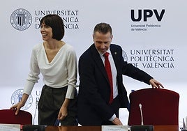 Diana Morant y José Capilla, rector de la UPV, durante la presentación del nuevo campus chino.