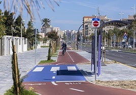 Uno de los carriles bici en Gandia.