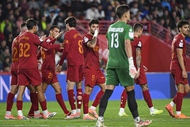 Hugo Duro, celebrando un gol.