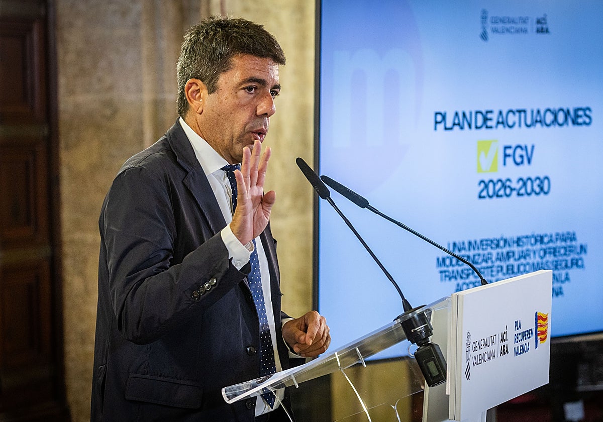 Carlos Mazón, en la presentación del plan de inversiones de FGV.
