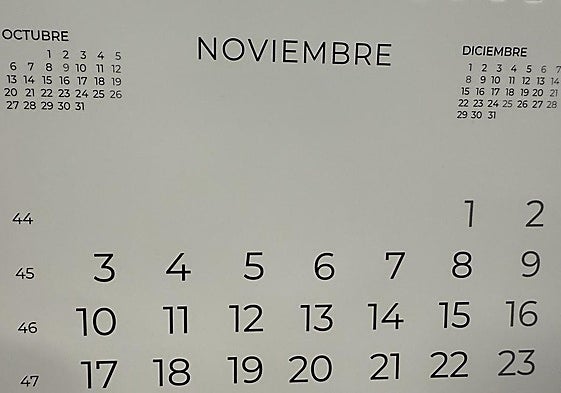 Calendario de noviembre.