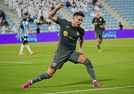 Rodrigo Moreno, celebrando un gol en Catar.