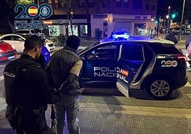 La Policía Nacional detiene a una persona durante la noche de Halloween.