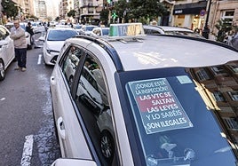 Protesta de taxistas en Valencia.