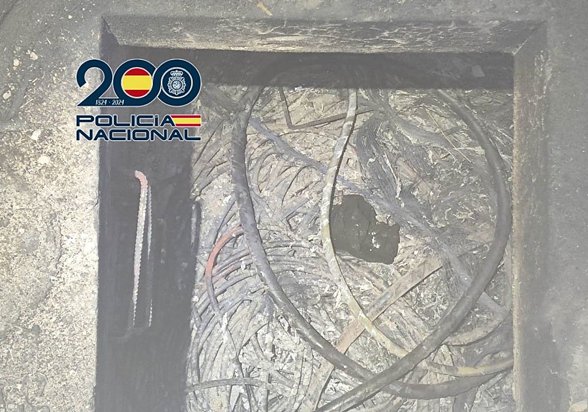 Cables de cobre recuperado.