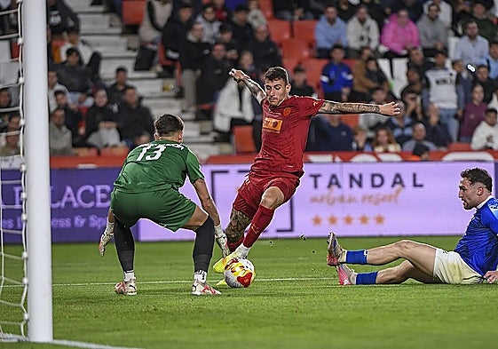 Hugo Duro, en el anterior partido de la Copa del Rey.