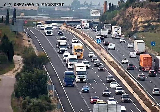 Atascos en la A-7 este miércoles, 12 de noviembre.