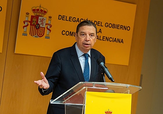 El ministro Luis Planas, durante su comparecencia de este jueves en Delegación de Gobierno