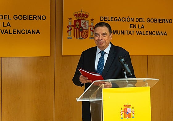 El ministro Planas, durante su comparecencia en la Delegación de Gobierno