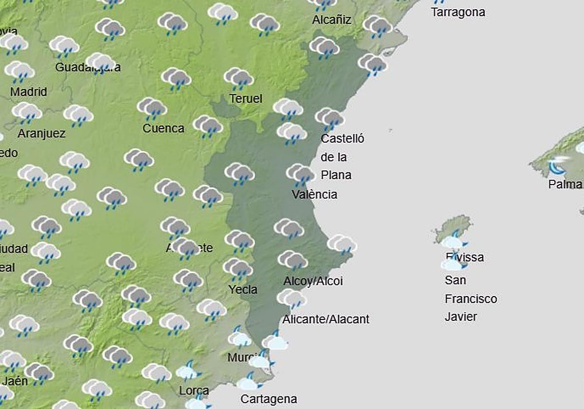 Aemet pronostica un fin de semana pasado por agua en la Comunitat y señala dónde lloverá