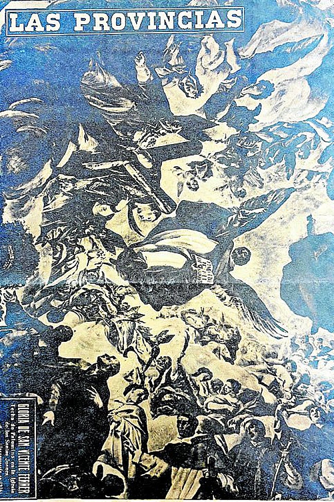 Portada de LAS PROVINCIAS que muestra las pinturas antes del incendio de 1936.