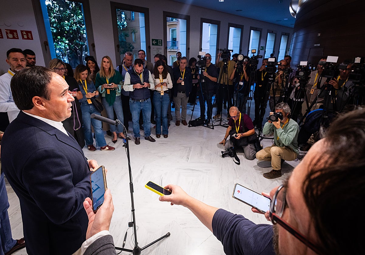 Juanfran Pérez Llorca, en una comparecencia esta semana ante los medios de comunicación.