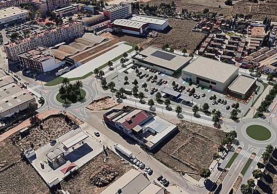 Recreación del parque comercial, en la parte superior de la imagen.