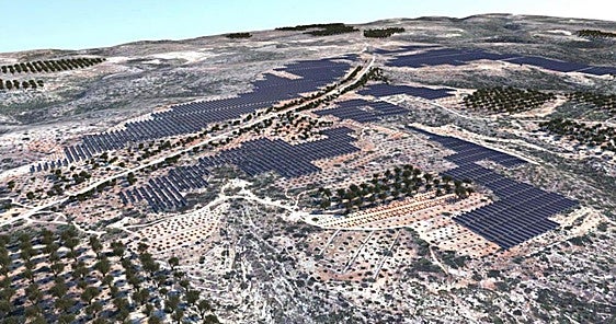 Fotomontaje realizado por la Canal Verde de cómo quedaría la planta solar.