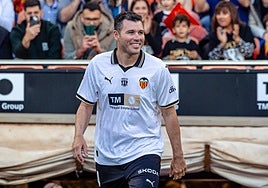 David Navarro, durante un partido conmemorativo del Valencia.
