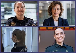 La comisaria de Policía Local Estefanía Navarrete, la jueza Marta Chumillas, la policía nacional María y la guardia civil Marta Corredoira.
