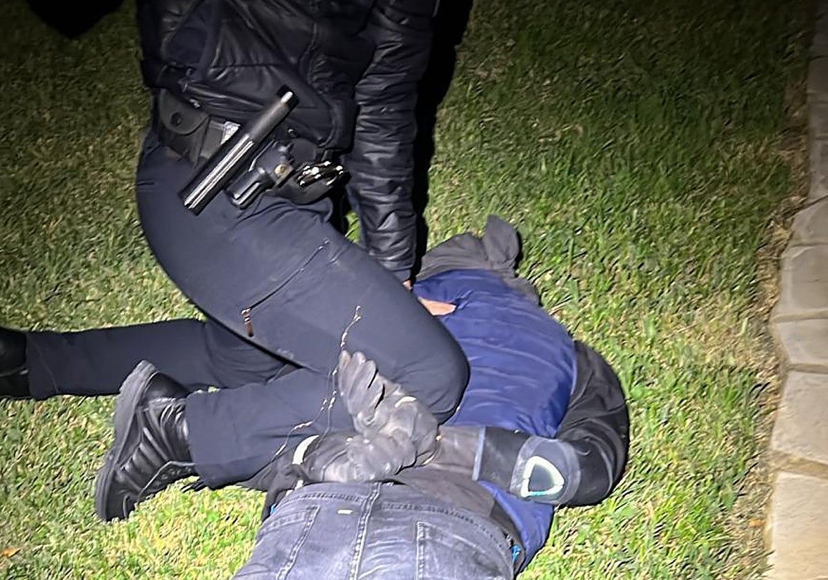 El ladrón detenido dentro de la parcela de un chalé.