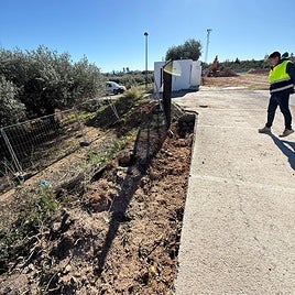Estado de las obras en el polideportivo.