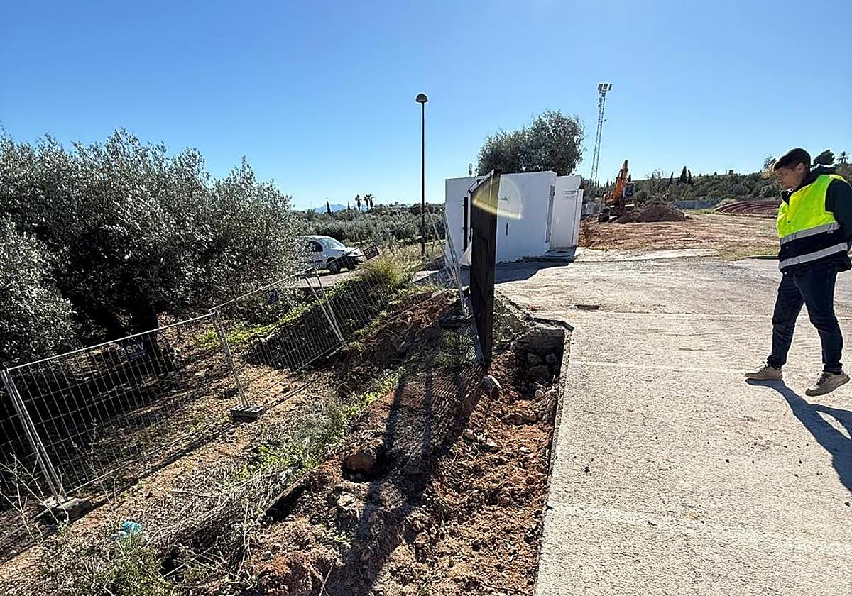 Estado de las obras en el polideportivo.