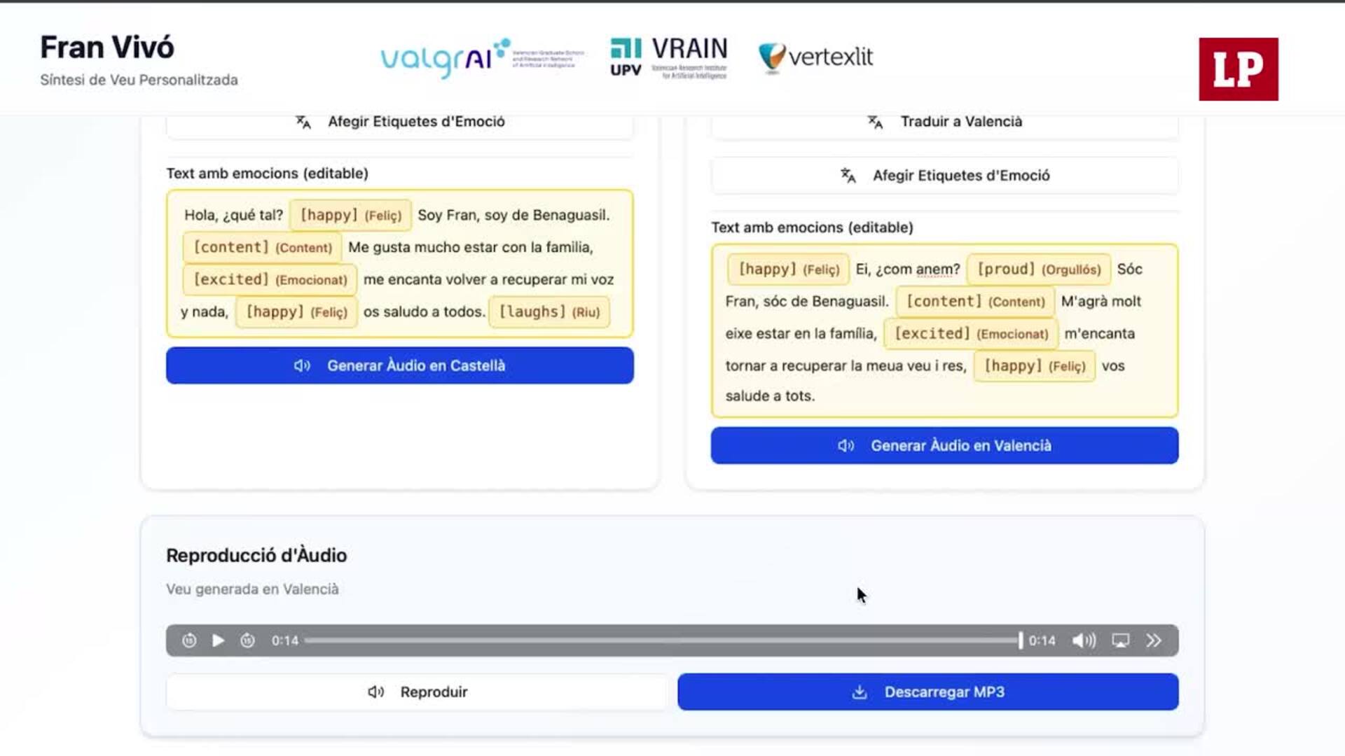 Prueba de voz por IA de Fran Vivó