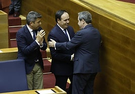 Carlos Mazón, Jose María Llanos y Pérez Llorca, tras su nombramiento como president.