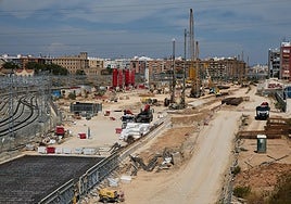 Obras del canal de acceso ferroviario a Valencia en una imagen de archivo.