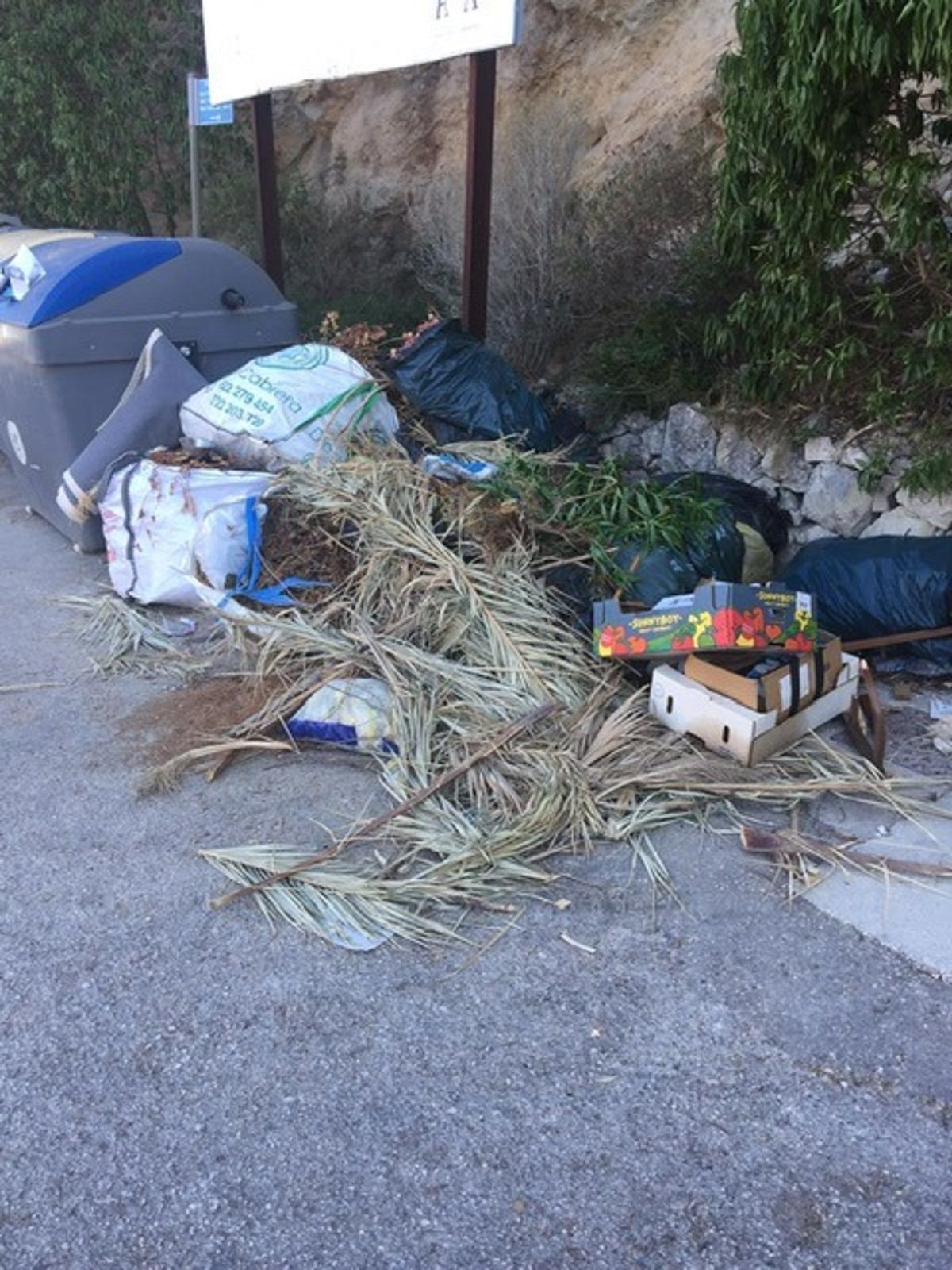Vertidos en Calp junto a un contenedor.