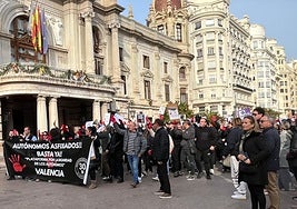 Protesta de los autónomos este domingo en Valencia.