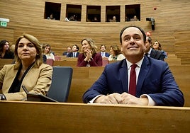 Susana Camarero y Juanfran Pérez Llorca, este martes en Les Corts.