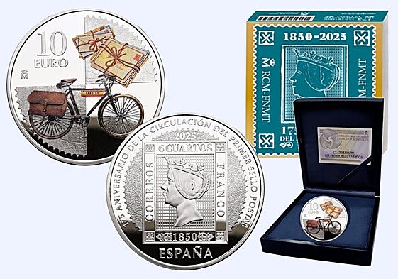 La moneda de 10 euros conmemorativa del 175 aniversario del Primer Sello en España