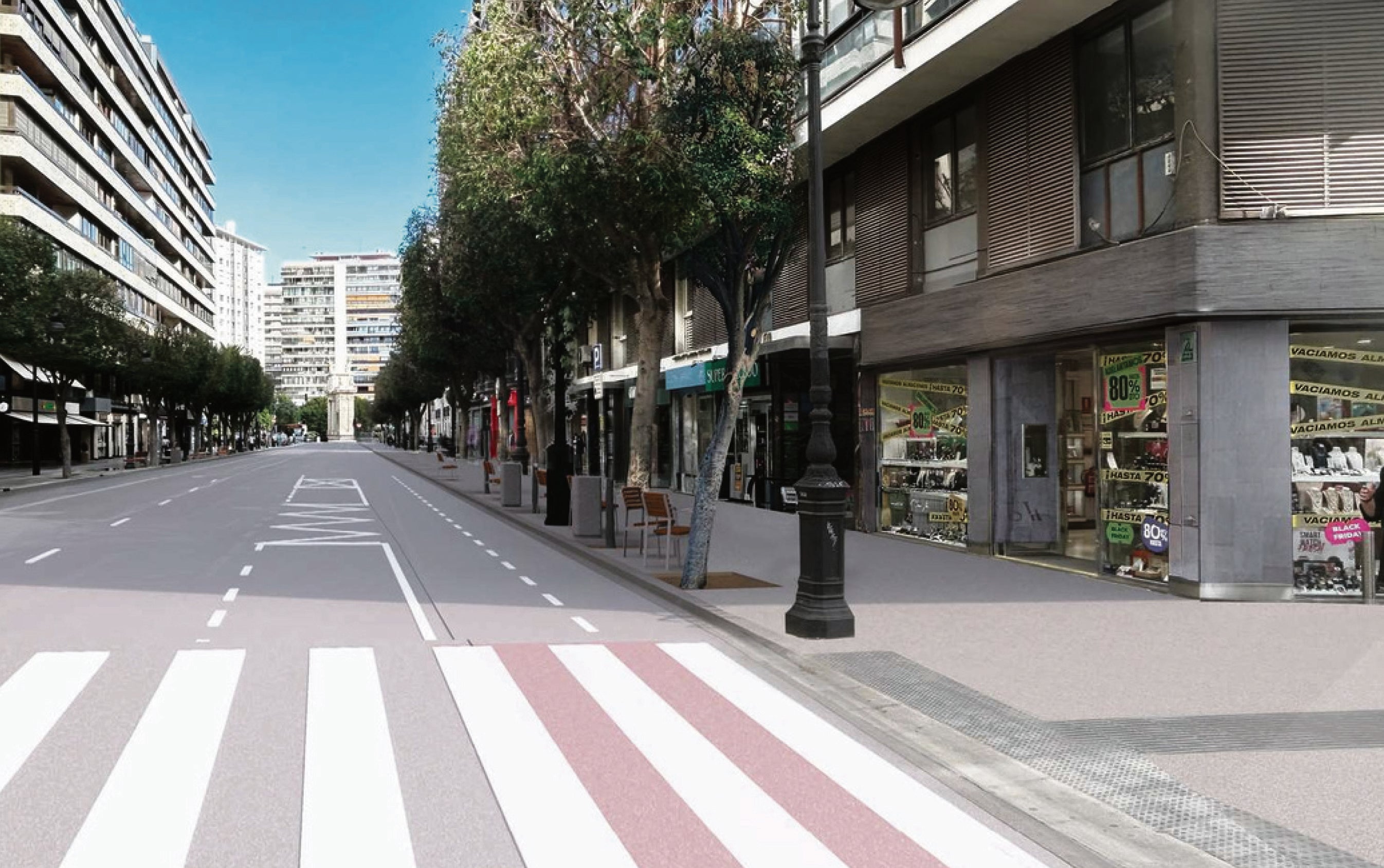 Imagen después - Así será la nueva calle Colón: cambio de aceras, adiós a las motos y más sillas y papeleras