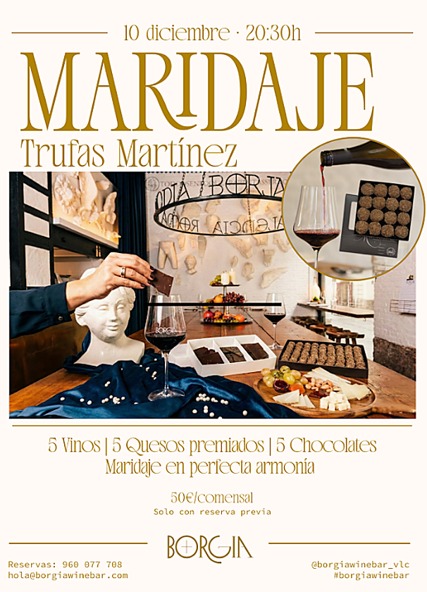 Trufas Martínez y Borgia WineBar se unen para celebrar un selecto maridaje de vino, queso y chocolate