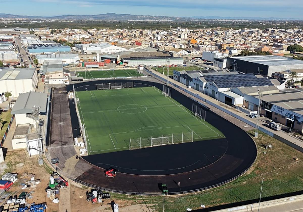 Vista aérea de las obras en Guadassuar.