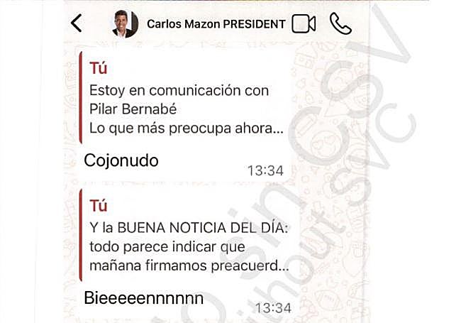 Whatsapp de Pradas a Mazón.