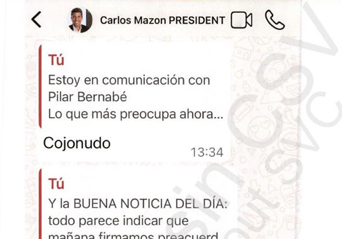 Whatsapp intercambiados por Pradas y Mazón el día de la dana.