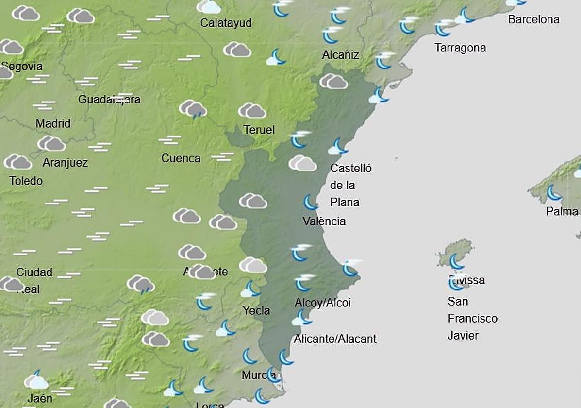 Mapa previsto para el sábado por la mañana.
