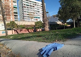 Un guante sanitario cerca del lugar donde apuñalaron a la víctima.