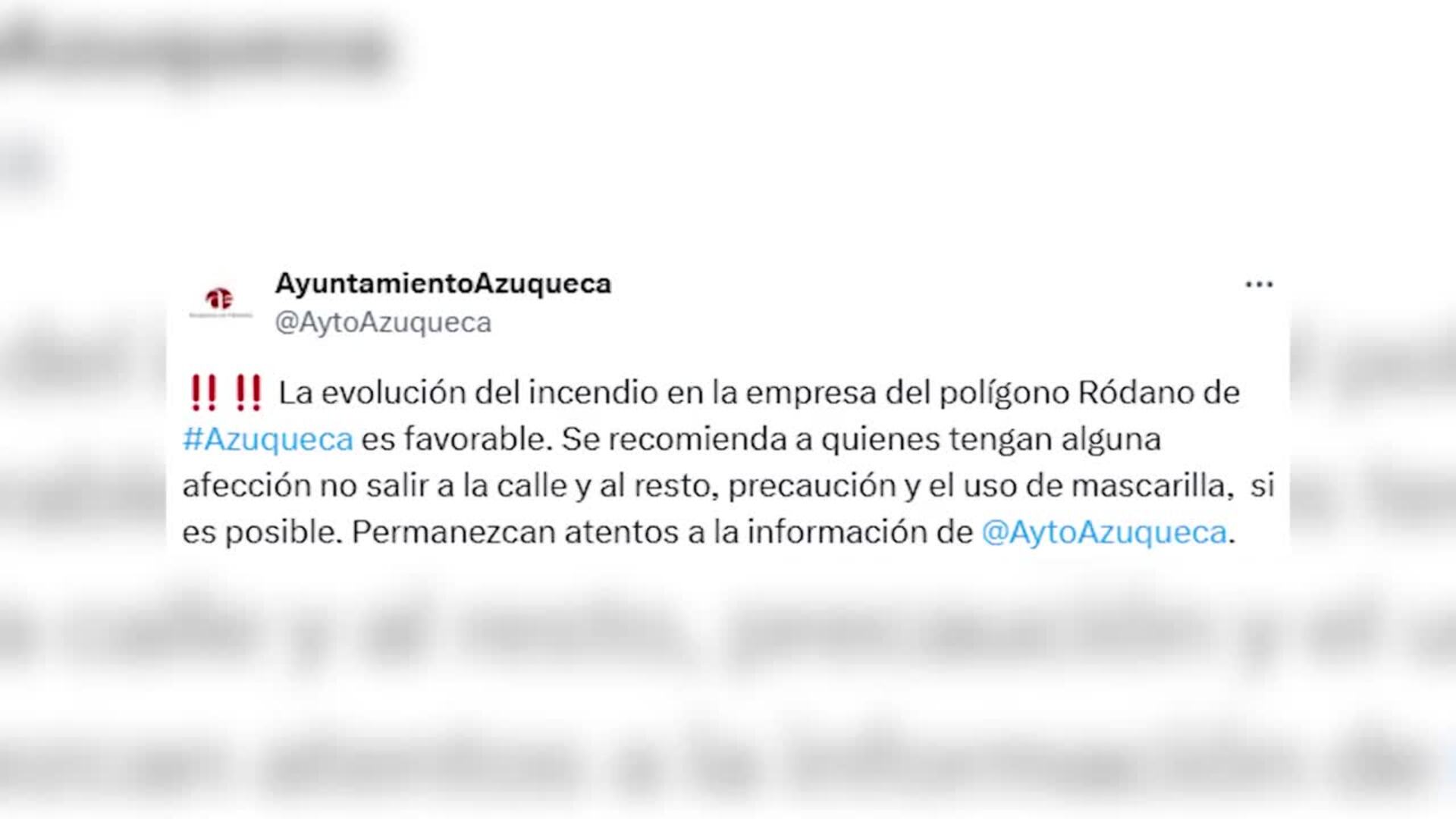 La evolución favorable del fuego en Azuqueca permite abrir ventanas y se recomienda mascarilla