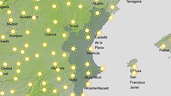 Aemet anuncia cielo poco nuboso este lunes en la Comunitat pero mantiene la alerta amarilla por fuertes rachas de viento